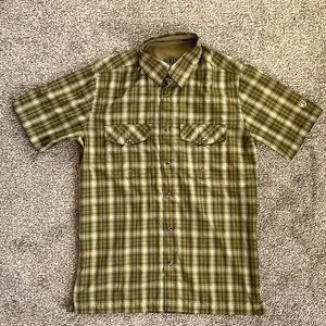 Green plaid Kuhl short sleeve snap button shirt. Size small. Like new.